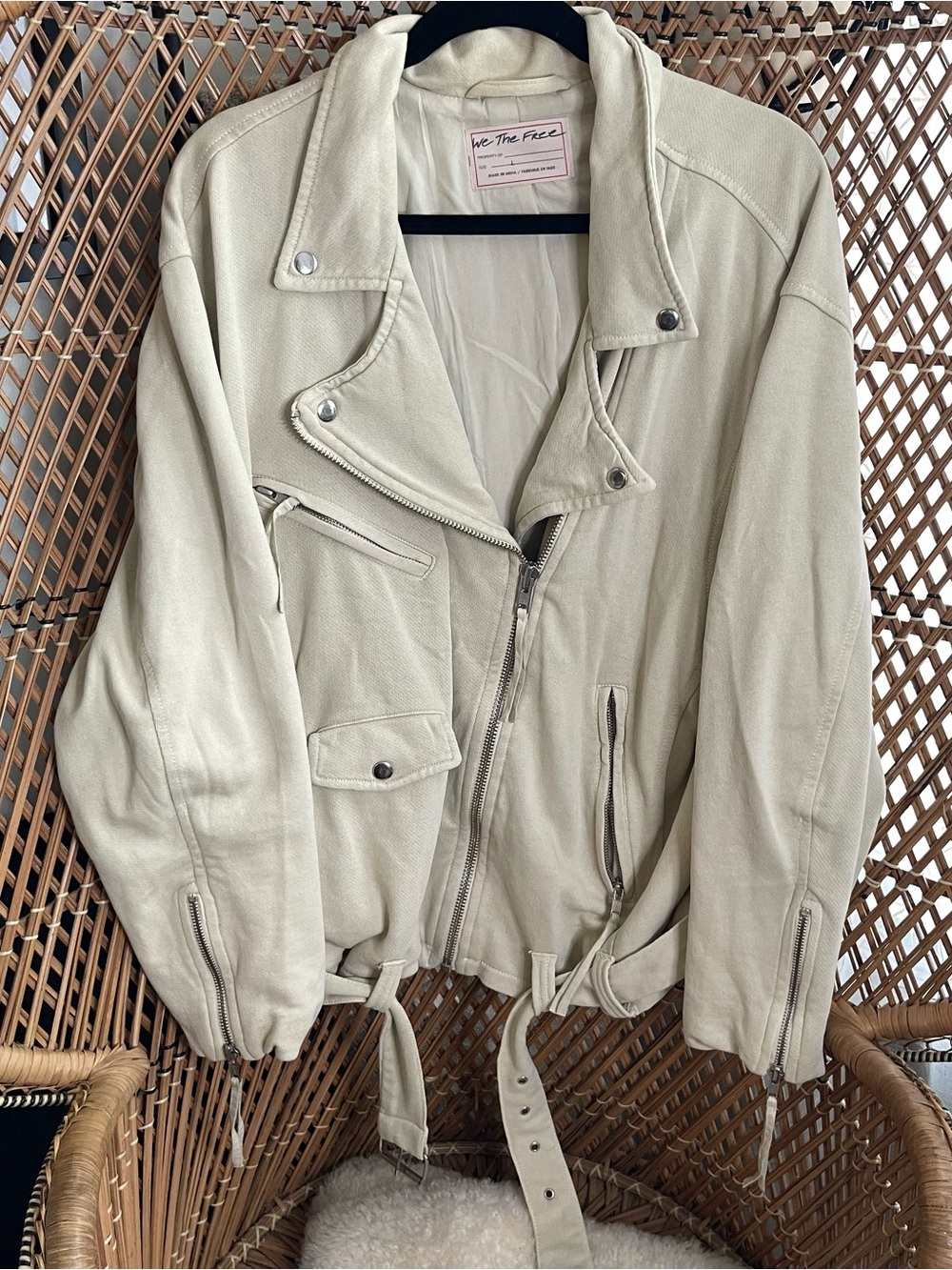 Free People Cream Biker Jacket